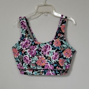 Torrid Active Sport Bra Womes 0 (L) Floral Print Crisscross Straps Yoga Training